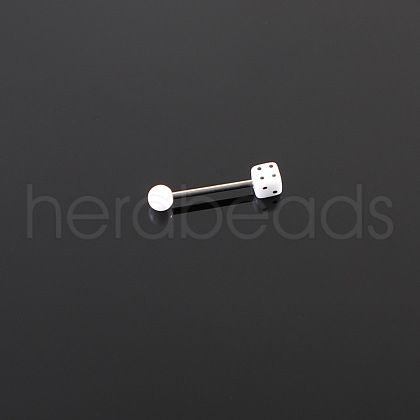 Dice 316L Surgical Stainless Steel with Acrylic Tongue Rings FS-WGEA7F0-10-1