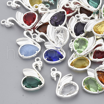 Eco-Friendly Alloy Glass Pendants GLAA-T011-01S-NF-1