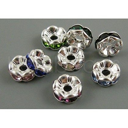 Brass Rhinestone Spacer Beads X-RSB032NF-1