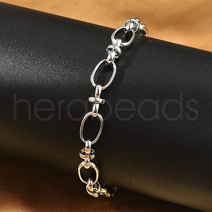 304 Stainless Steel Oval Link Chains Bracelets for Men & Women BJEW-D042-45P-1