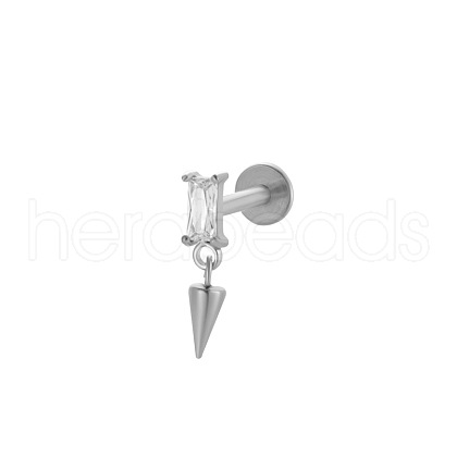 Titanium Alloy Cubic Zirconia 17 Gauge Rectangle Internally Threaded Labrets WG71E87-19-1