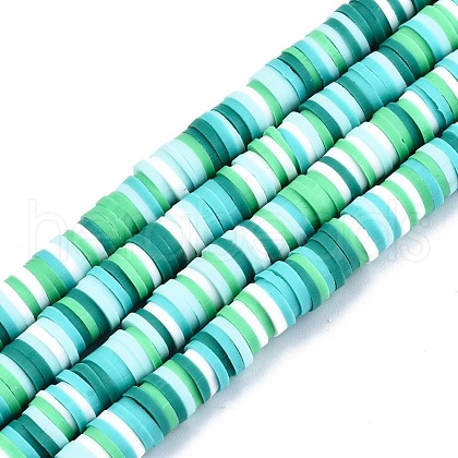 Handmade Polymer Clay Beads Strands X-CLAY-R089-6mm-094-1