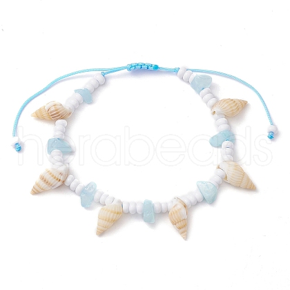 Dyed Natural White Jade Braided Bead Bracelets BJEW-JB10358-01-1