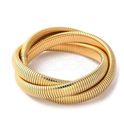 304 Stainless Steel Stretch Bracelets BJEW-A031-01G-G-1
