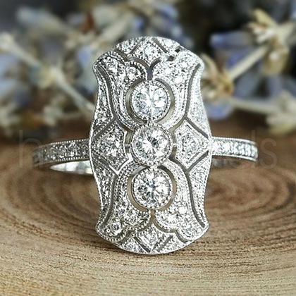 Retro Brass & Cubic Zirconia Finger Rings FS-WGF6FC6-02-1
