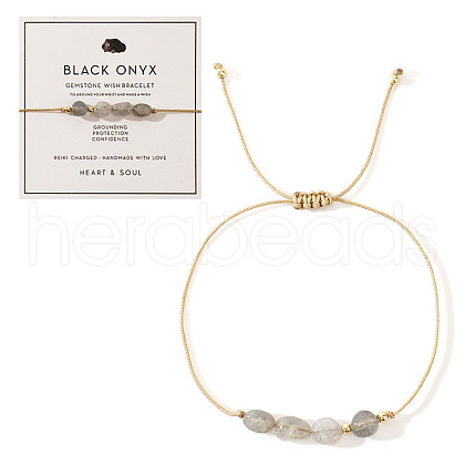 Bohemian Style Copper Black Onyx Bead Bracelet with Card IX7859-3-1