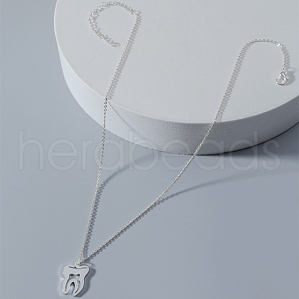 Tooth Shape 201 Stainless Steel Pendant Necklaces for Women FS-WG21FEE-02-1