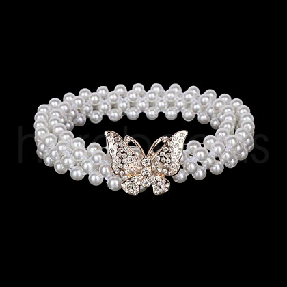 Alloy Crystal Rhinestone & Plastic Imitation Pearl Beaded Waist Belly Chains for Women FS-WG4F3BE-09-1