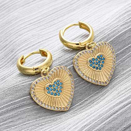 Brass Cubic Zirconia Hoop Earrings EJEW-Q042-02A-G-1