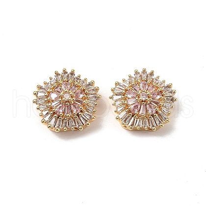 Brass Micro Pave Cubic Zirconia Beads KK-A259-11G-02-1
