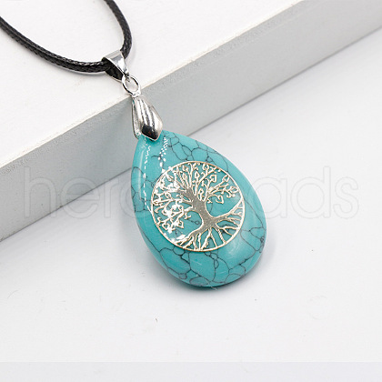 Synthetic Turquoise Pendant Necklaces FS-WG13773-11-1