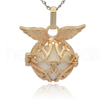 Golden Tone Brass Cage Pendants KK-J213-13G-1