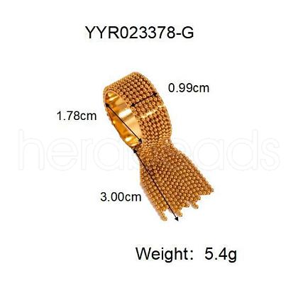Stainless Steel Tassel Open Cuff Rings for Women DY3638-1-1