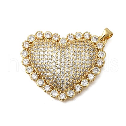 Rack Plating Brass Micro Pave Cubic Zirconia Pendants ZIRC-F142-06G-02-1