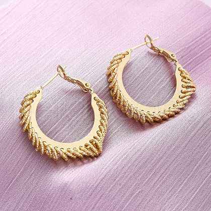 Brass Hoop Earrings EJEW-R025-31G-1
