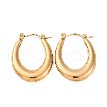 Ion Plating(IP) 304 Stainless Steel Chunky Oval Hoop Earrings for Women EJEW-F283-08G-1-1