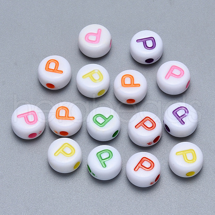 Craft Acrylic Horizontal Hole Letter Beads SACR-S201-11P-1
